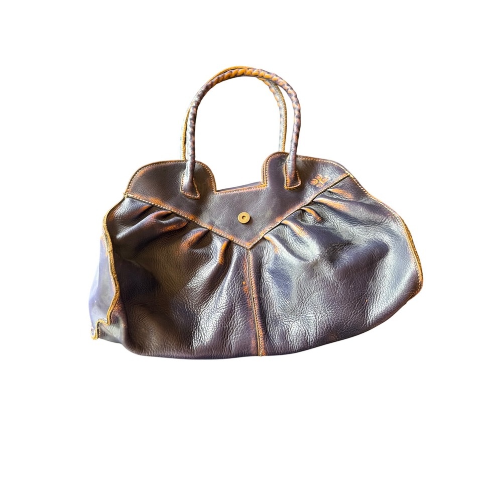 Patricia Nash Shoulder Bag Blue Violet Italian Leather Pleated Hobo